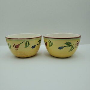 Pfaltzgraff Palermo Soup Cereal Bowls Yellow Gold Bowls Red Purple Flowers